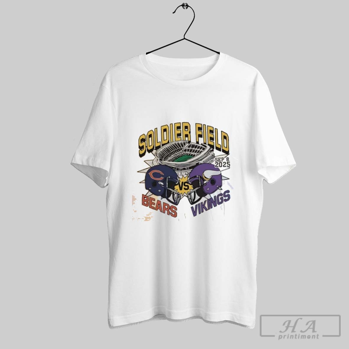 Official Chicago Bears Vs Minnesota Vikings Soldier Field 2025 Helmet Vintage Shirt