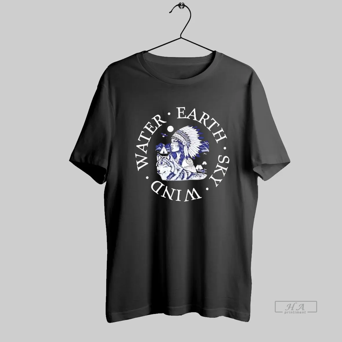 Official Chief And Wolf Water Earth Sky Wind Spirit T Shirt
