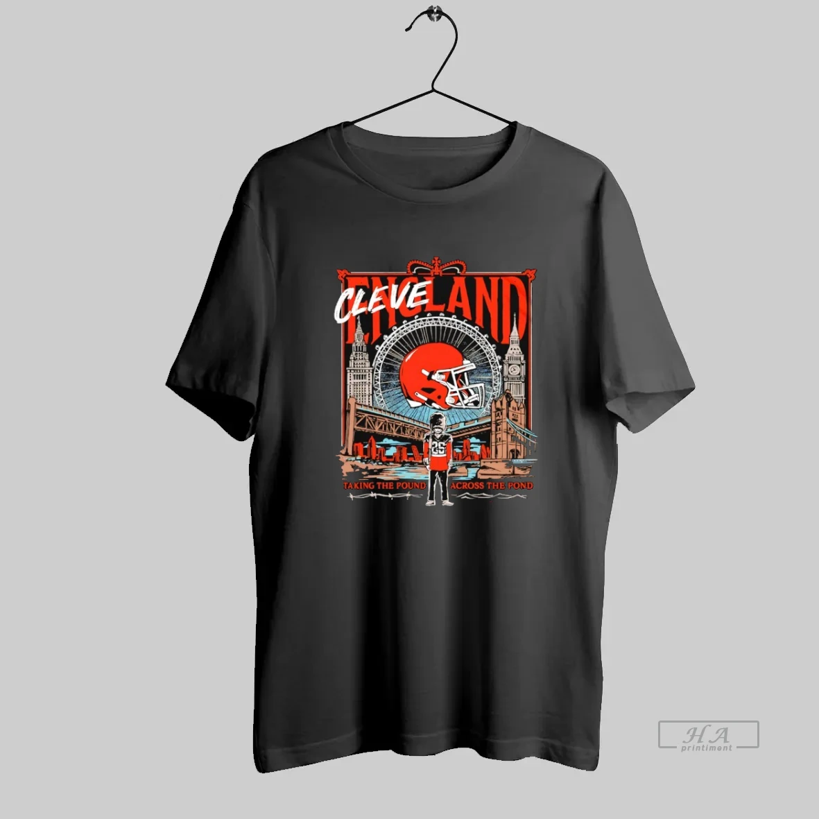 Official Cleveland Browns Football Taking The Pound Across The Pond Helmet T Shirt