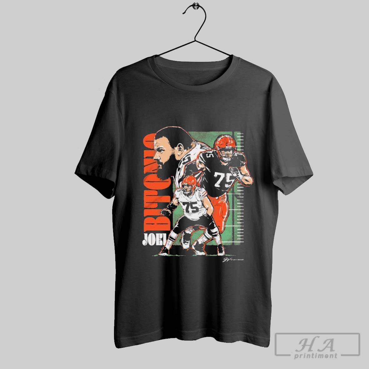 Official Cleveland Browns Joel Bitonio Artwork T Shirt Tee Shirt