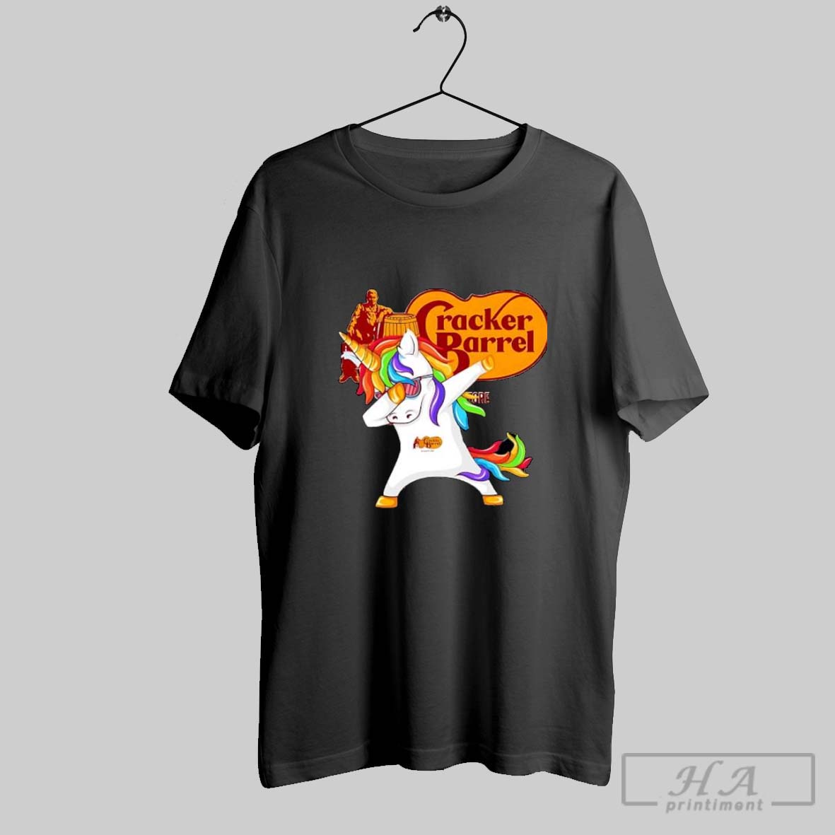 Official Cracker Barrel Old Country Store Dabbing Unicorn Rainbow Shirt