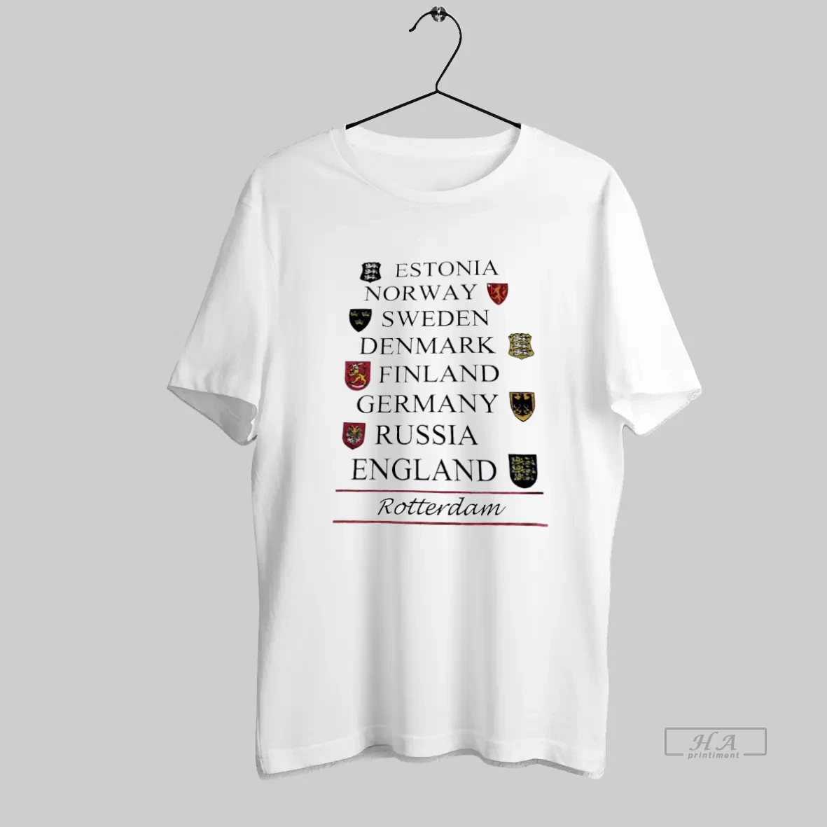 Official Estonia Norway Sweden Denmark Finland Germany Russia England T Shirt