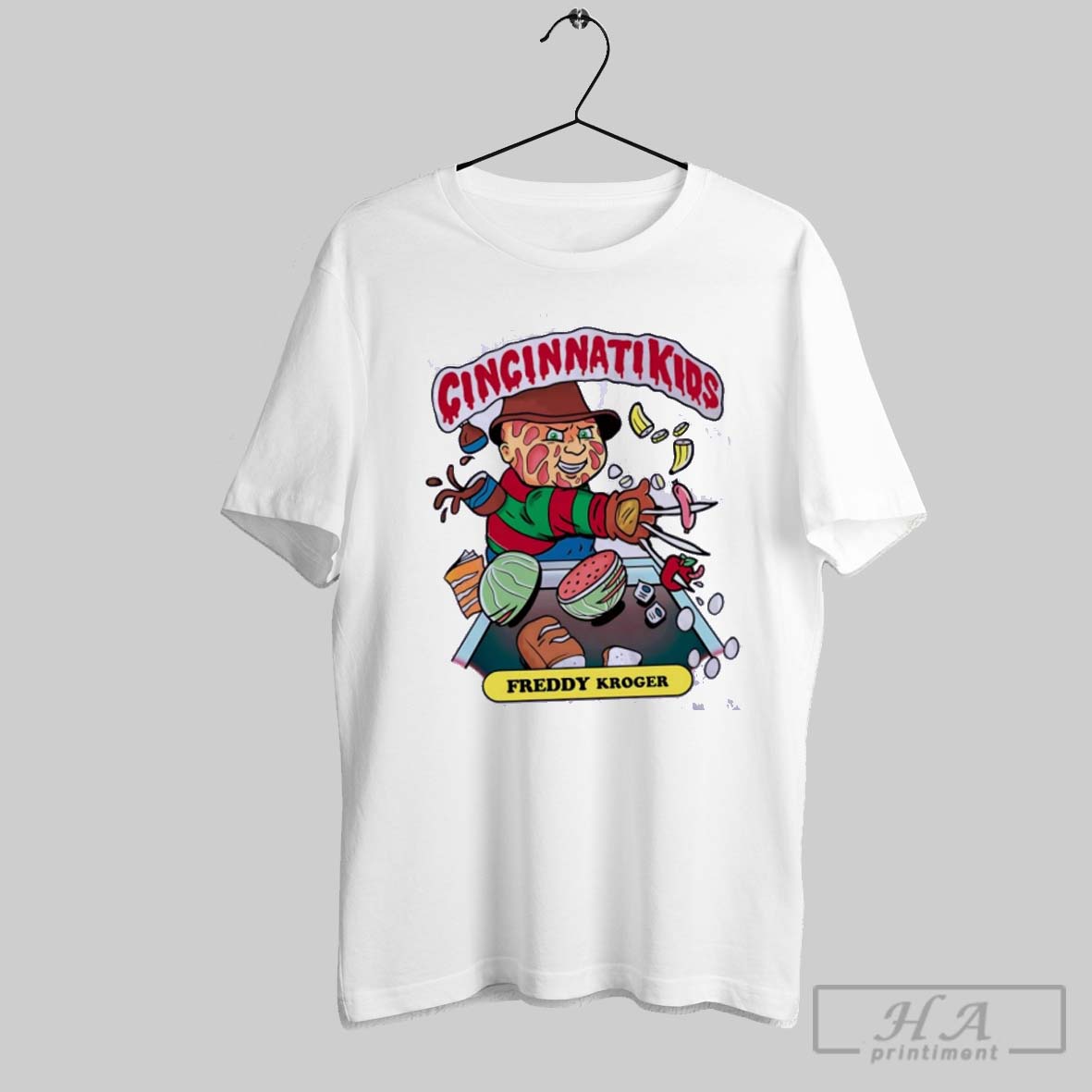 Official Freddy Krueger Kroger Cincinnati Kids Halloween Shirt