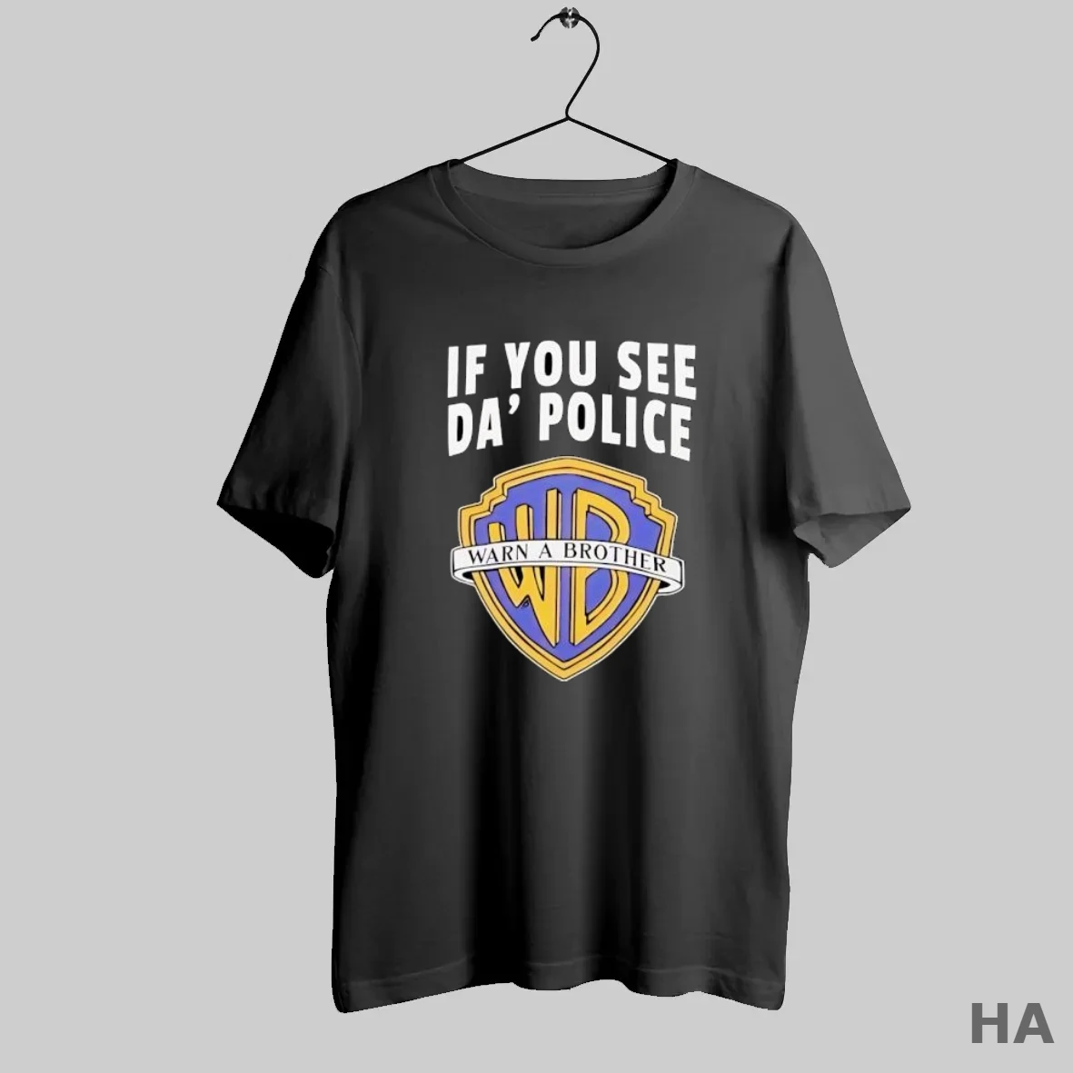 Official If You See Da Police Warn A Brother Wb Logo S Black T Shirt