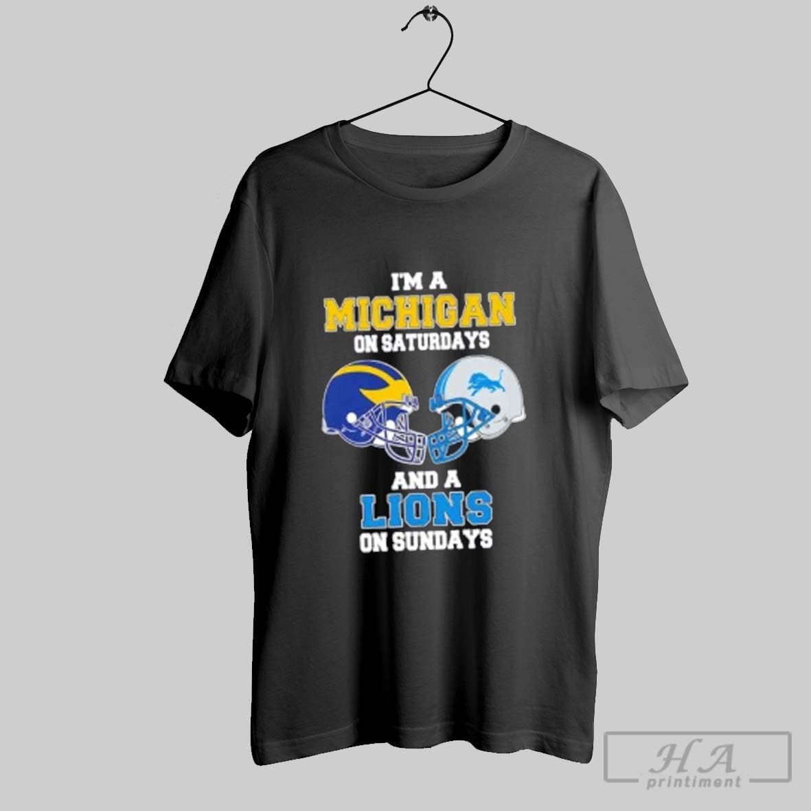 Official Im A Michigan On Saturdays And A Lions On Sundays Football Helmet Shirt