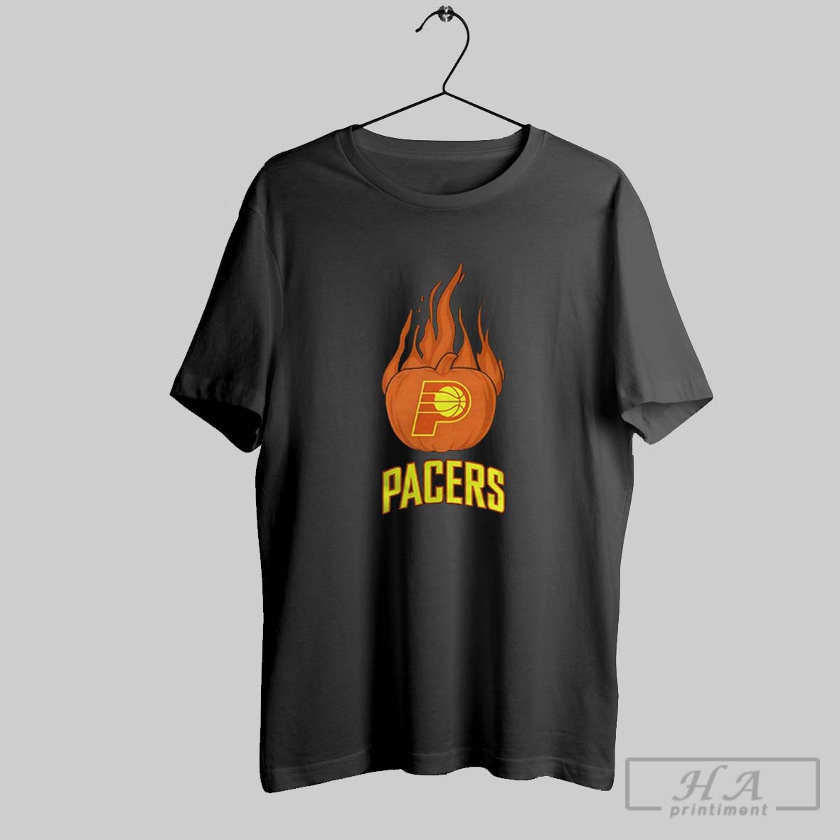 Official Indiana Pacers Flaming Pumpkin Halloween 2025 Tee Shirt