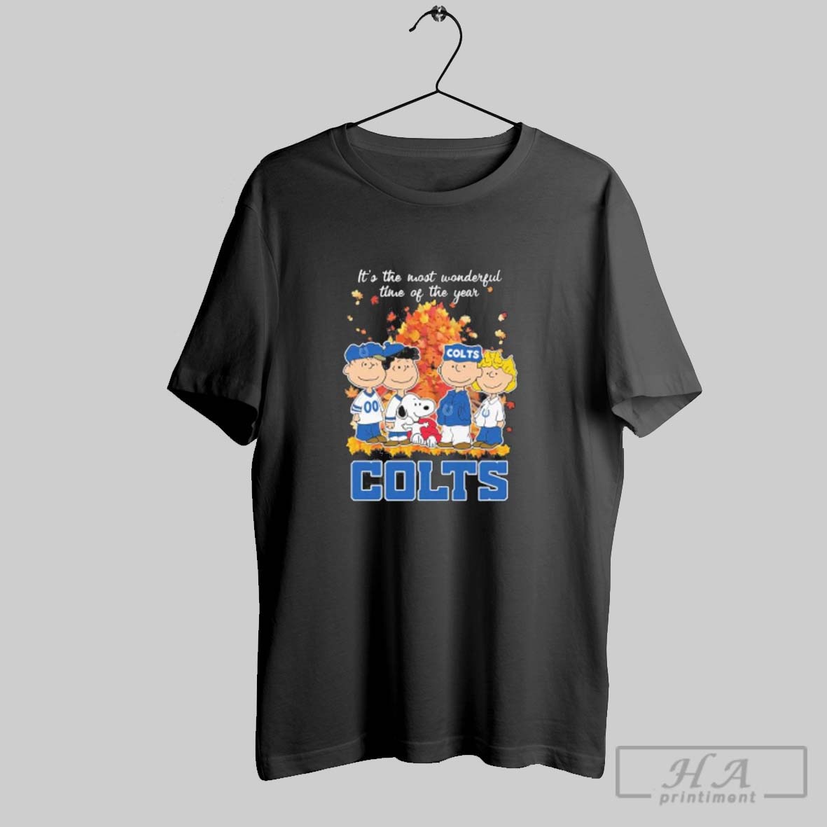 Official Indianapolis Colts And Peanuts Character Its The Most Wonderful Time Of The Year Shirt