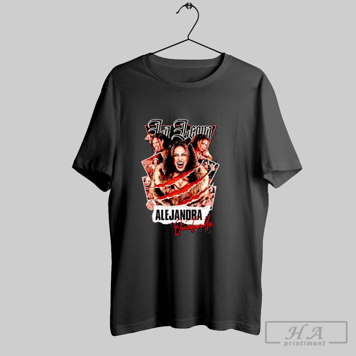 Official La Leona Alejandra Quintanilla Wrestling Graphic Vintage Style Posters Black Tee Shirt