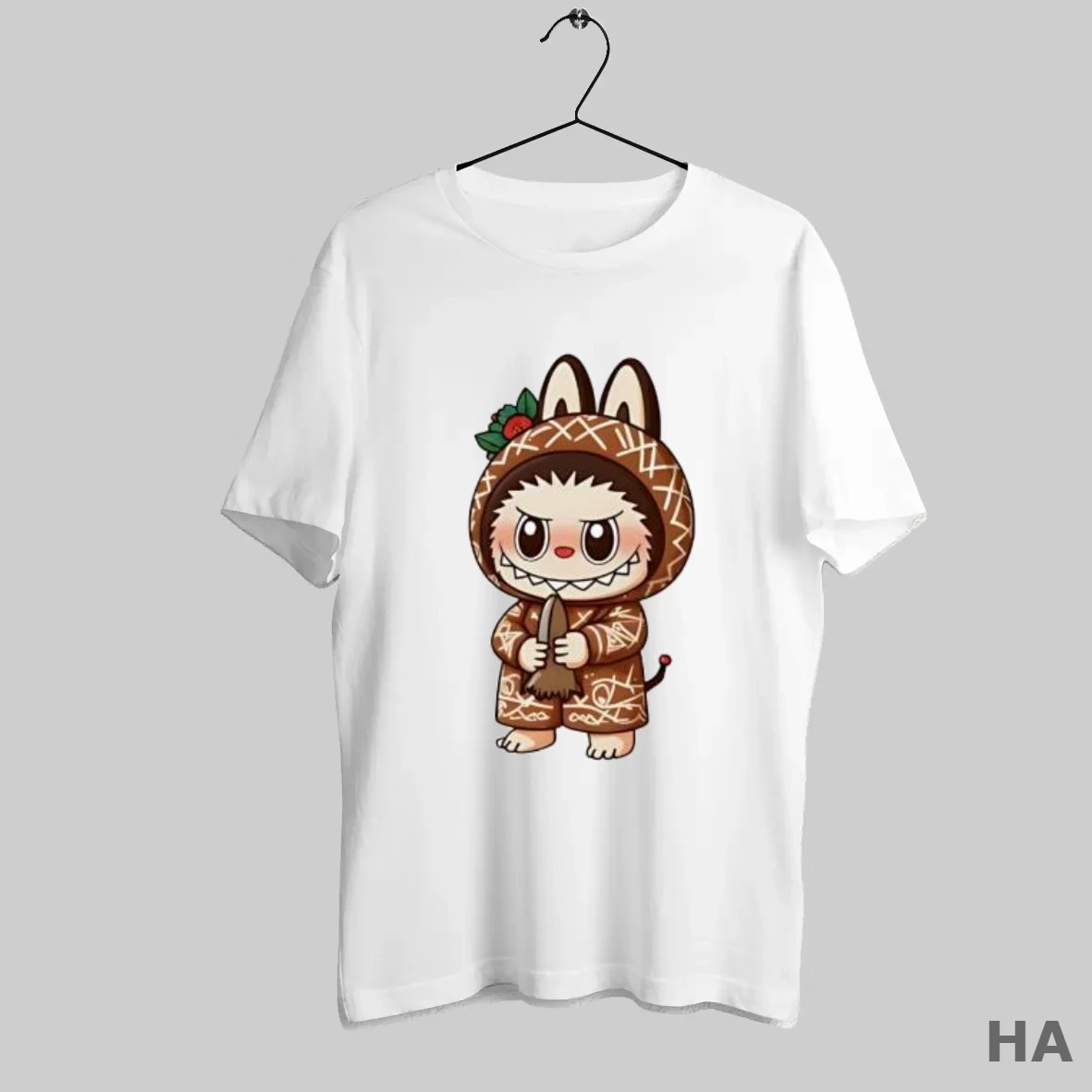 Official Labubu Wearing White Rabbit Costume Holding Baseball Bat T Shirt