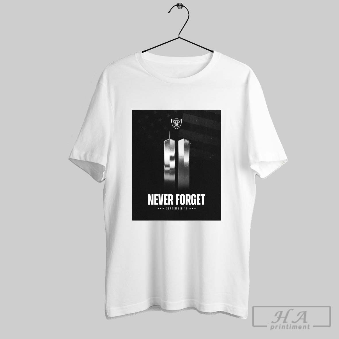 Official Las Vegas Raiders Never Forget September 11 2001 World Trade Center In New York City Poster T Shirt