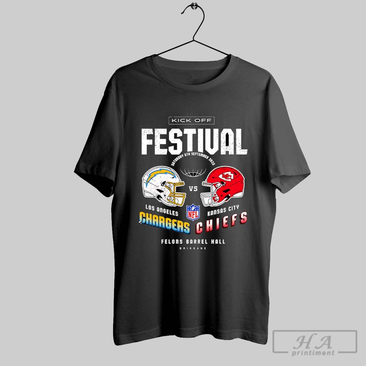 Official Los Angeles Chargers Vs Kansas City Chiefs Festival Kick Off Felons Barrel Hall 2025 Tee Shirt