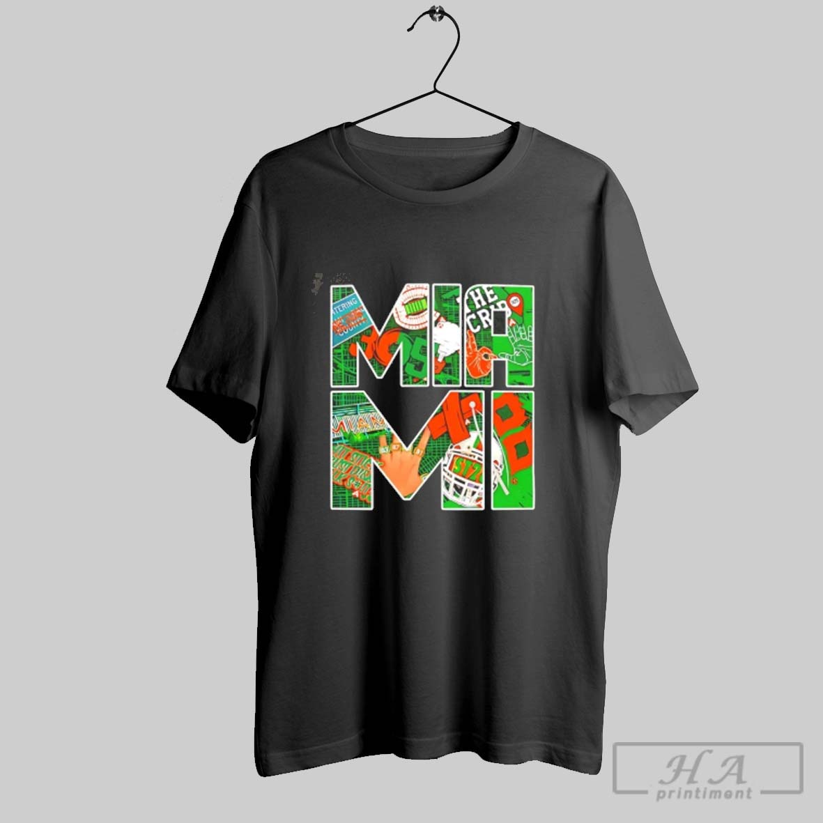 Official Miami Collage Sticker Football Tee Shirt