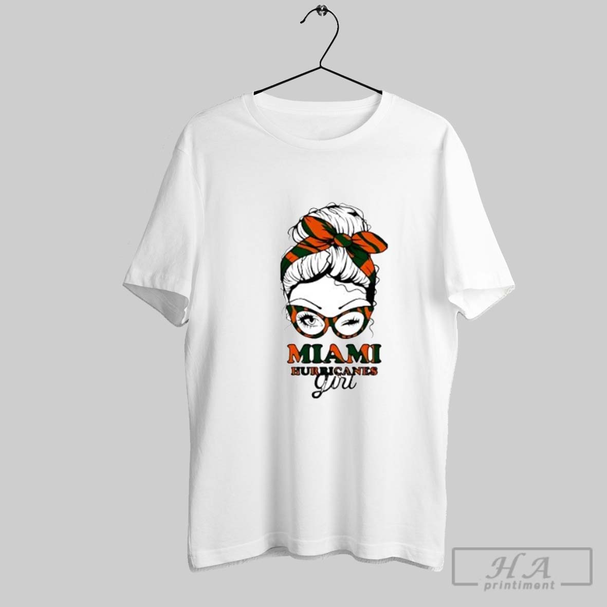 Official Miami Hurricanes Girl Messy Bun Tee Shirt