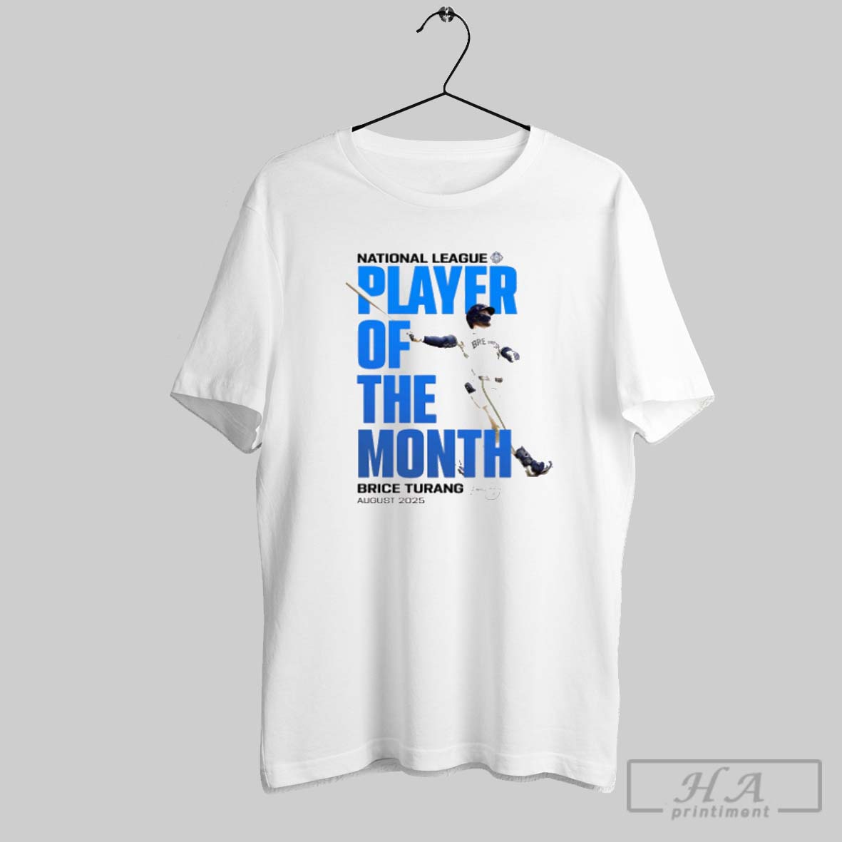 Official Milwaukee Brewers Brice Turang National League Player Of The Month August 2025 Signature Tee Shirt