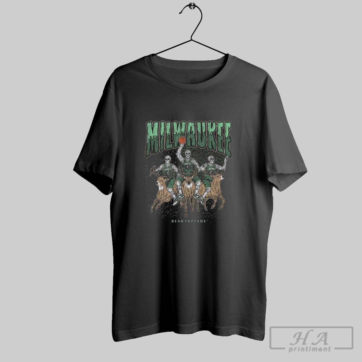 Official Milwaukee Bucks Basketball Dt Skeleton Shirt