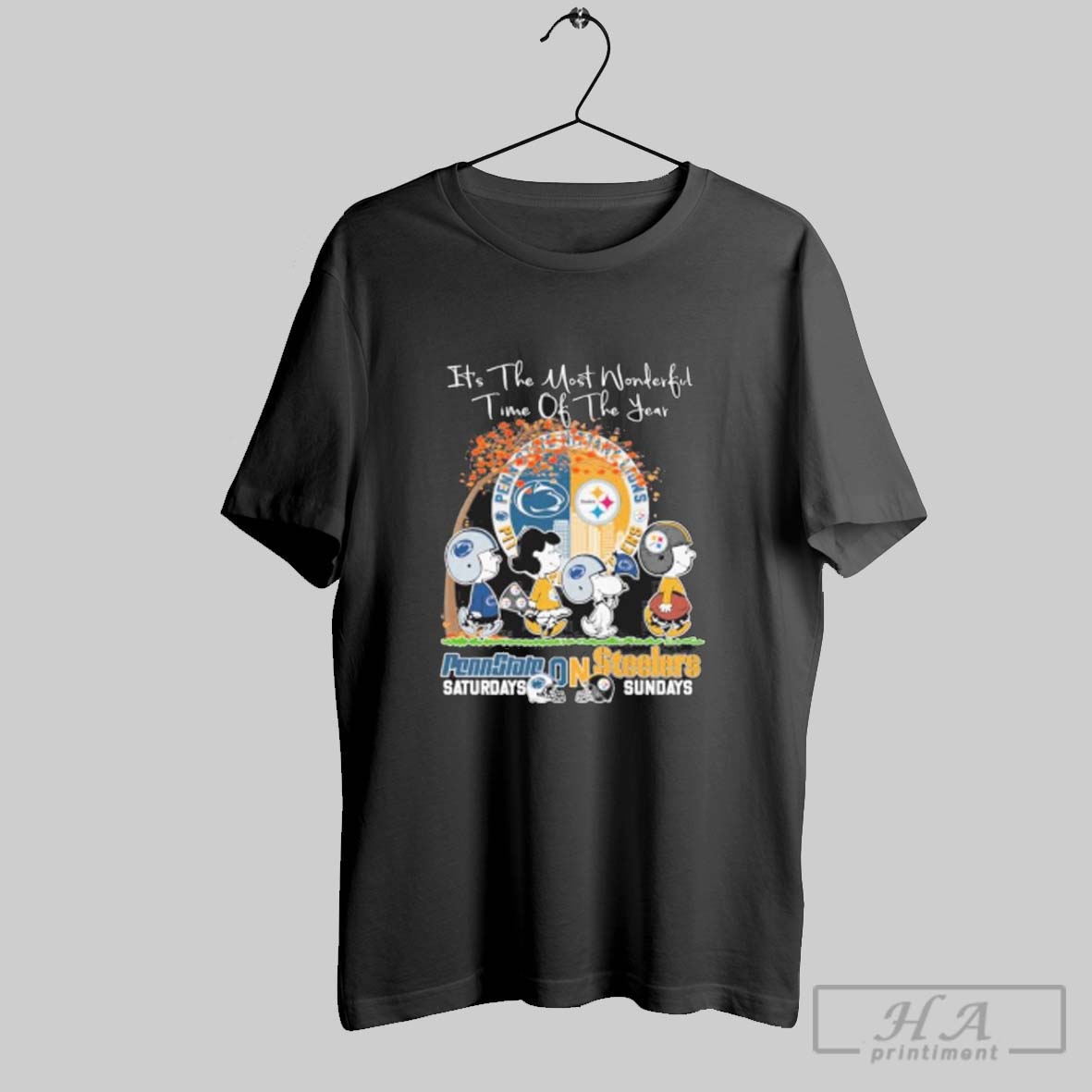 Official Official The Peanuts Walking X Penn State And Steelers Its The Most Wonderful Time Of The Year Shirt Tee T Shirt