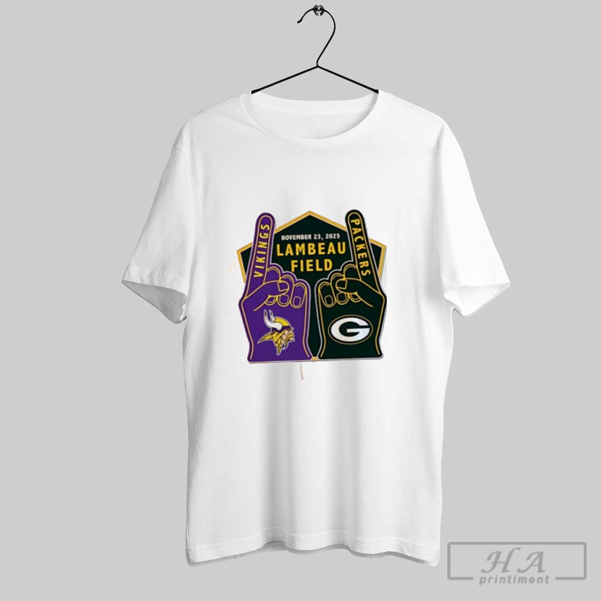 Official Packers Vs Vikings Nfl Lambeau Field 2025 Hand Tee Shirt