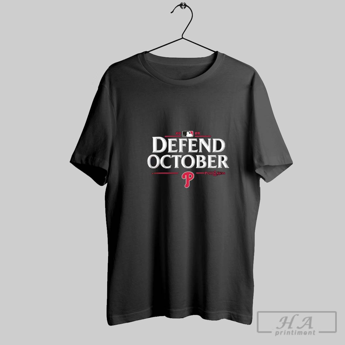 Official Philadelphia Phillies 2025 Defend October Mlb Postseason V Neck Shirt