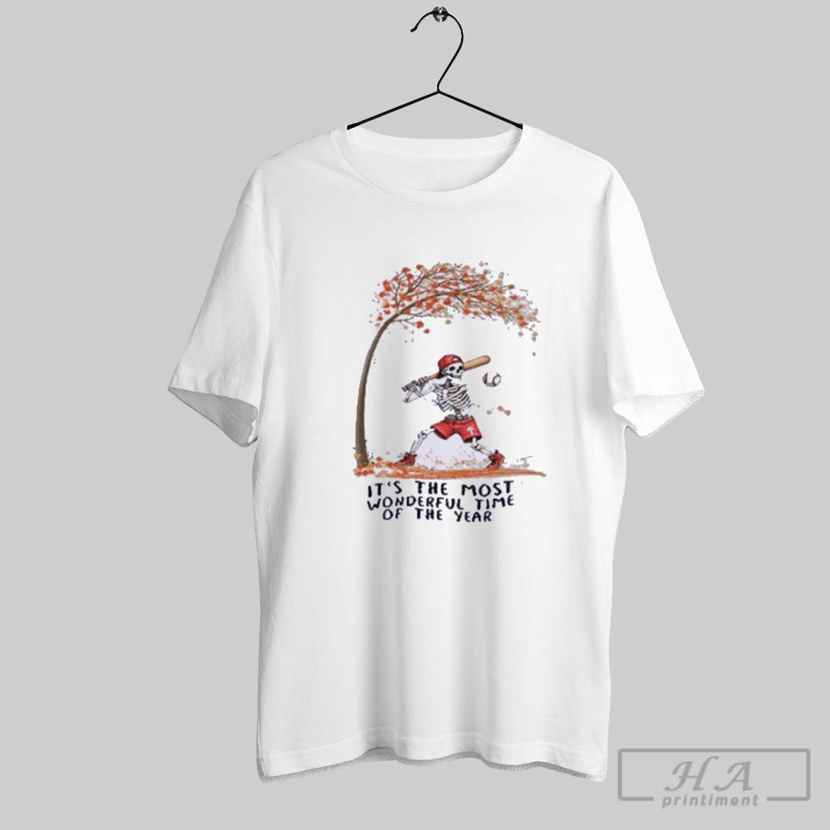 Official Philadelphia Phillies Skeleton The Most Wonderful Time Of The Year Tee Shirt