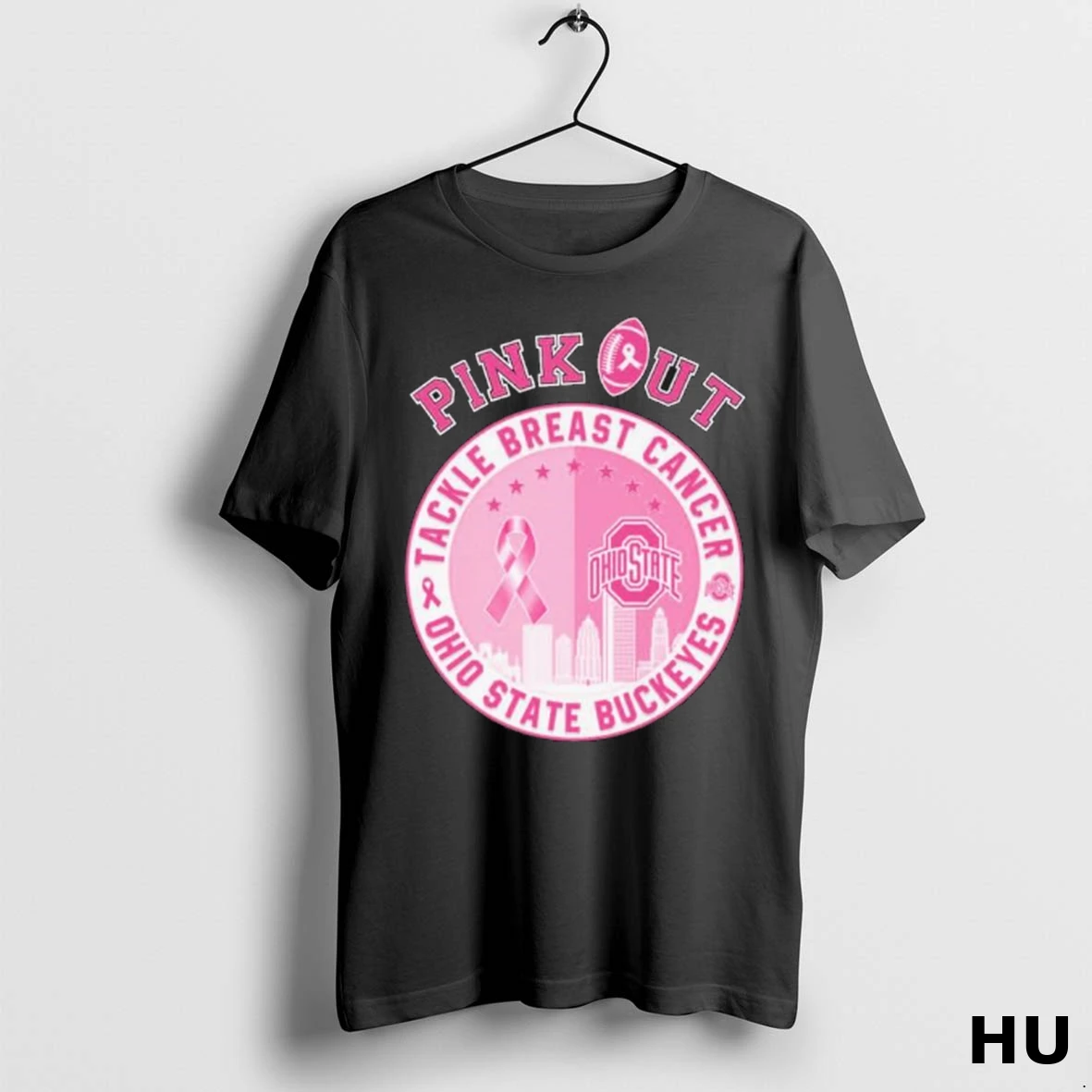 Official Pink Out Tackle Breast Cancer Ohio State Buckeyes Skyline T Shirt Sweatshirt