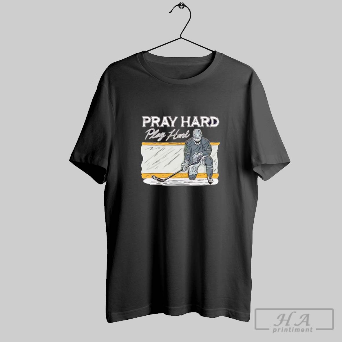 Official Pittsburgh Penguins Pray Hard Play Hard Tee Shirt