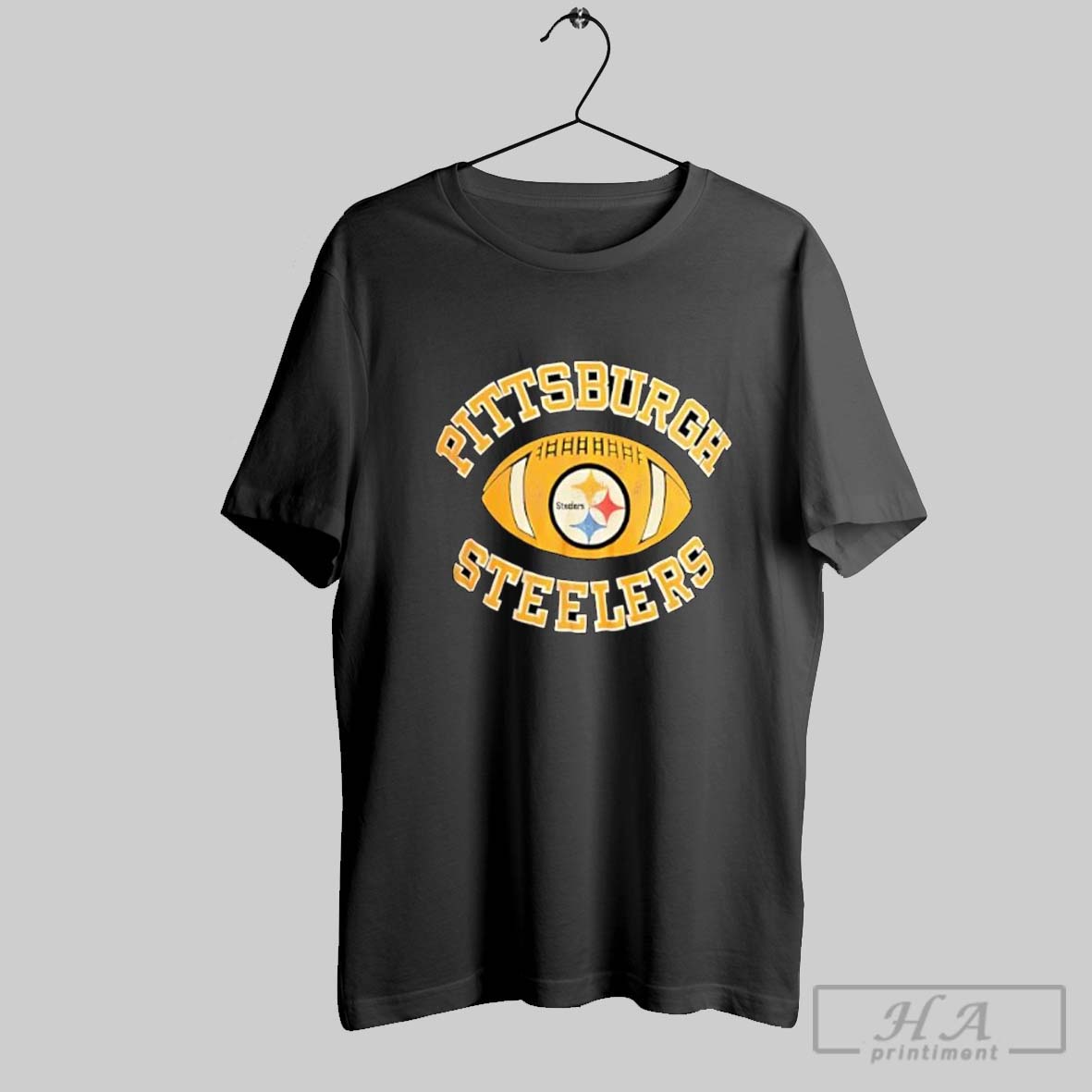 Official Pittsburgh Steelers Football Distressed Vintage Style Posters Black Shirt