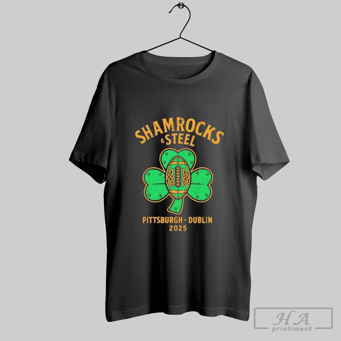 Official Pittsburgh Steelers Shamrocks And Steel 2025 Dublin Game T Shirt Tee Shirt