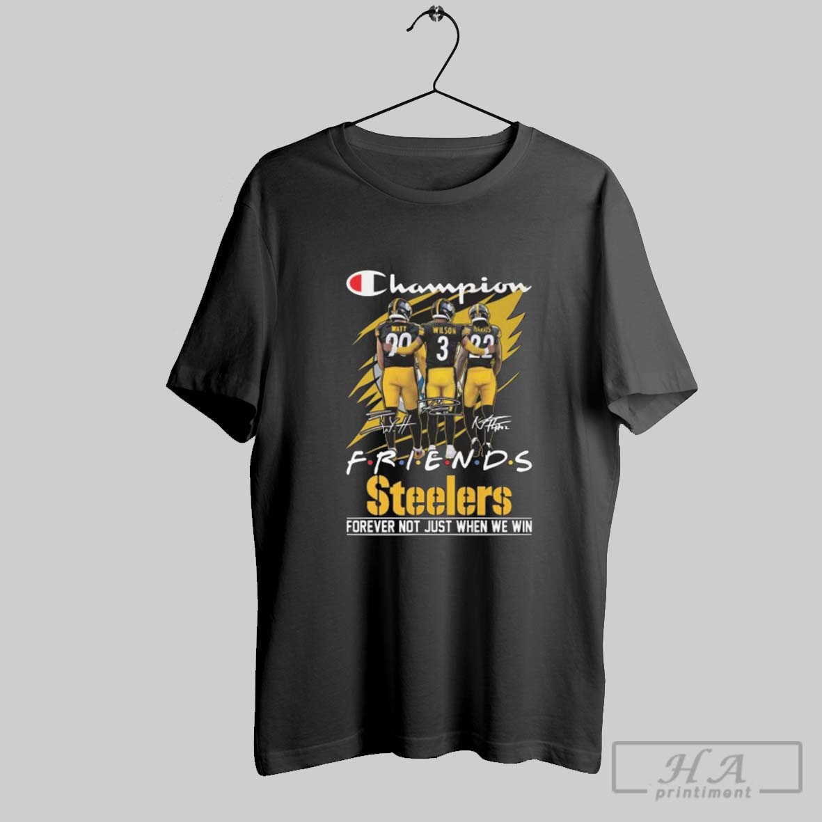 Official Pittsburgh Steelers Watt Wilson And Harris Friends Champions Forever Not Just When We Win Signatures Shirt