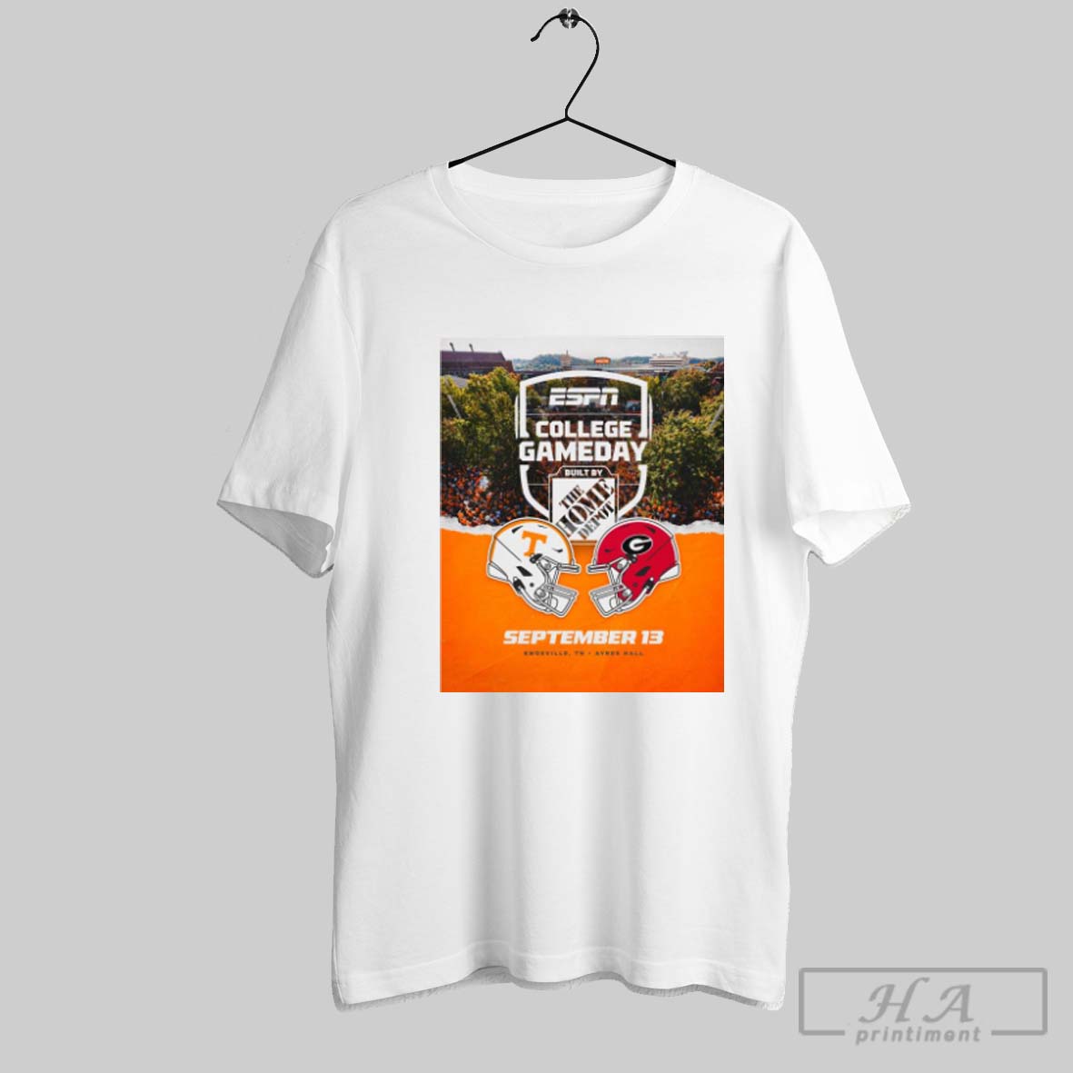 Official Poster Tennessee Vols Vs Georgia Bulldogs Espns College Gameday September 13 2025 Knoxville Tennessee T Shirt