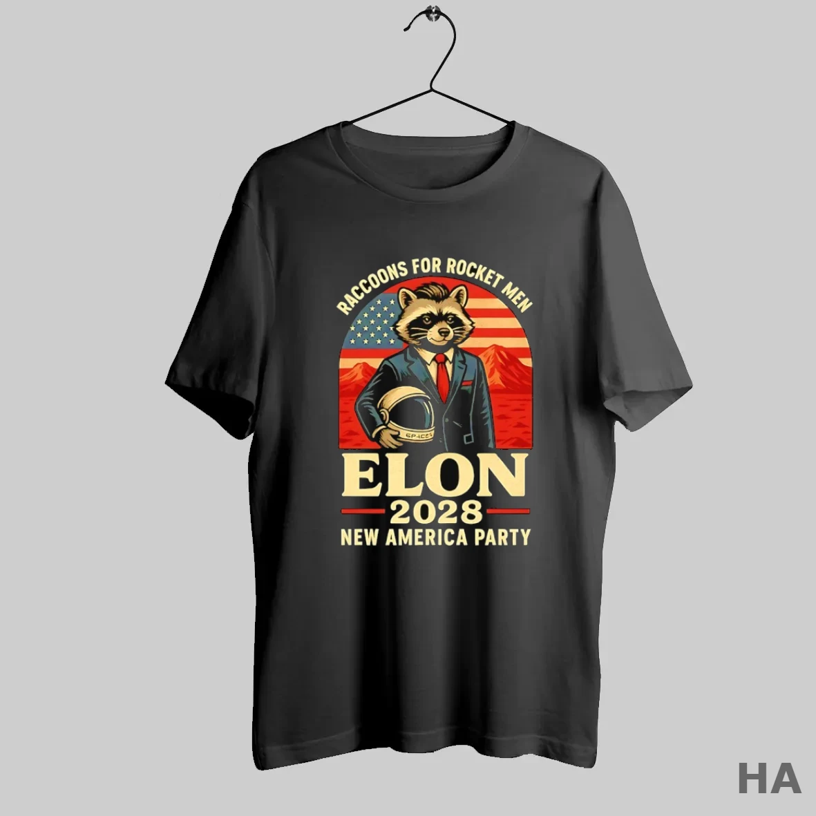 Official Raccoon For Rocket Men Elon Musk 2028 New America Party T Shirt