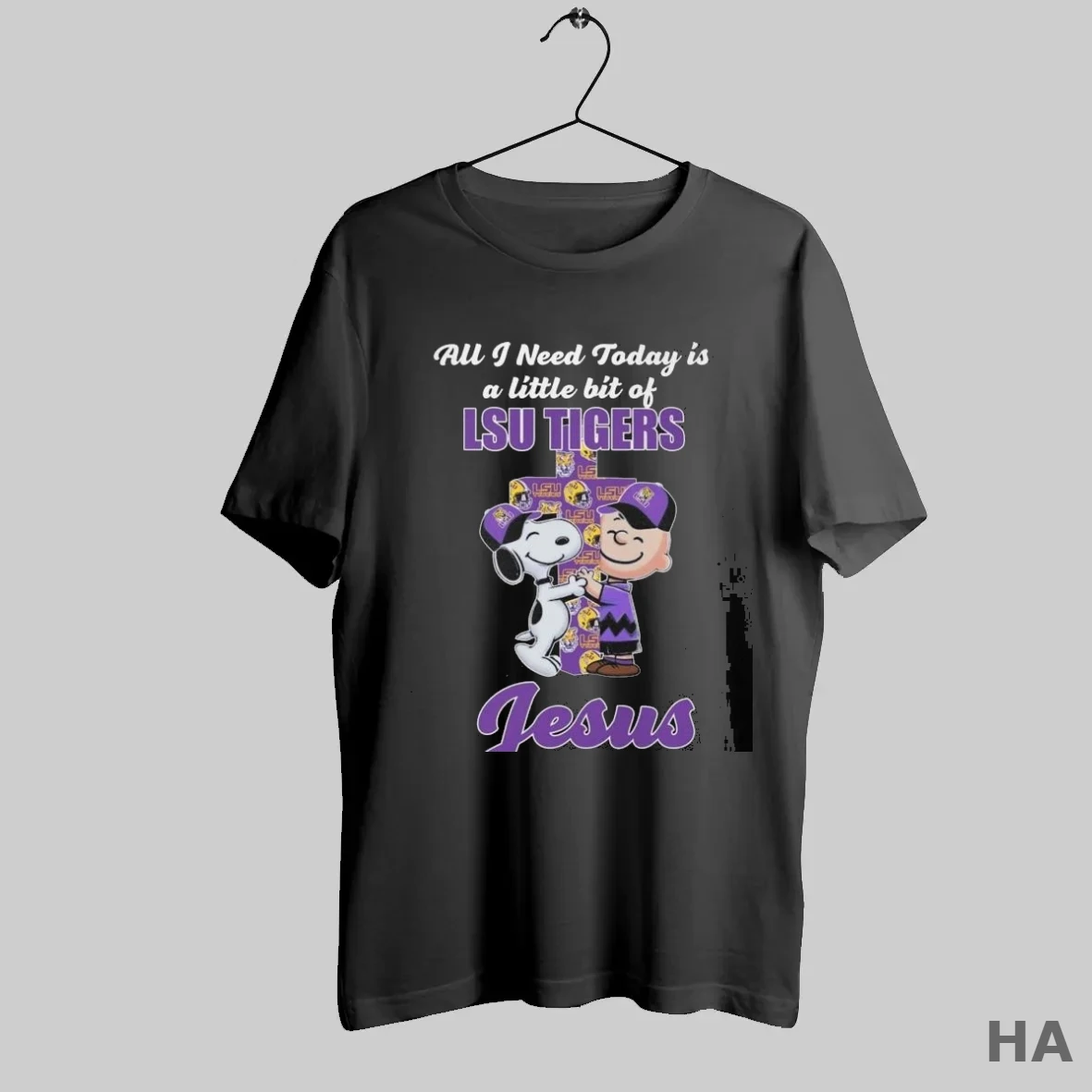 Official Snoopy And Charlie Brown All I Need Today Is A Little Bit Of Lsu Tigers And A Whole Lot Of Jesus 2025 T Shirt