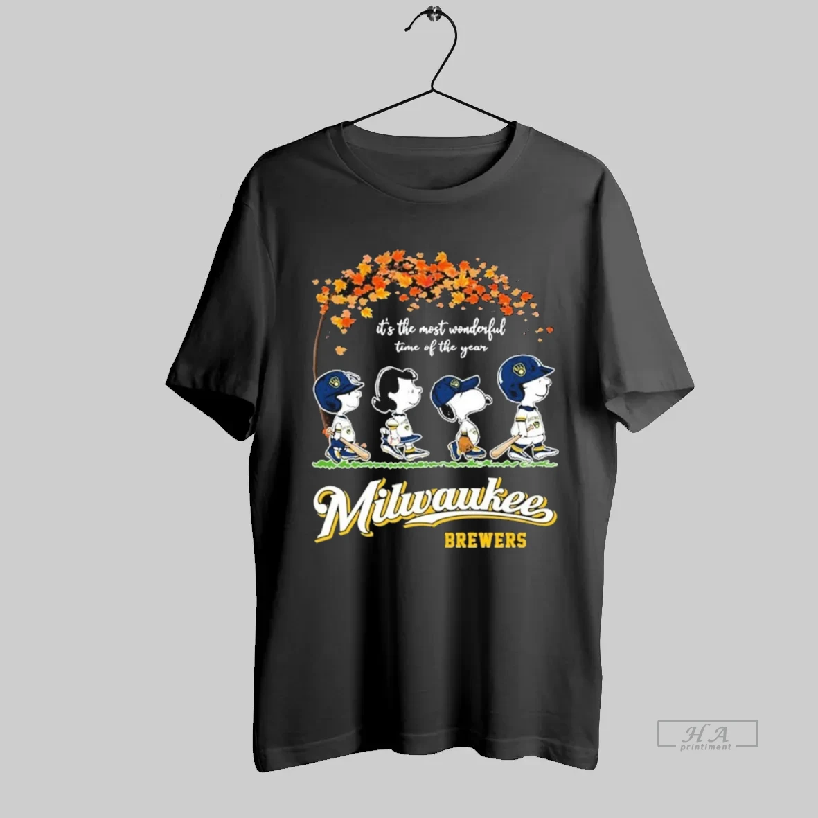 Official Snoopy The Peanuts Milwaukee Brewers Its The Most Wonderful Time Of The Year Walking T Shirt