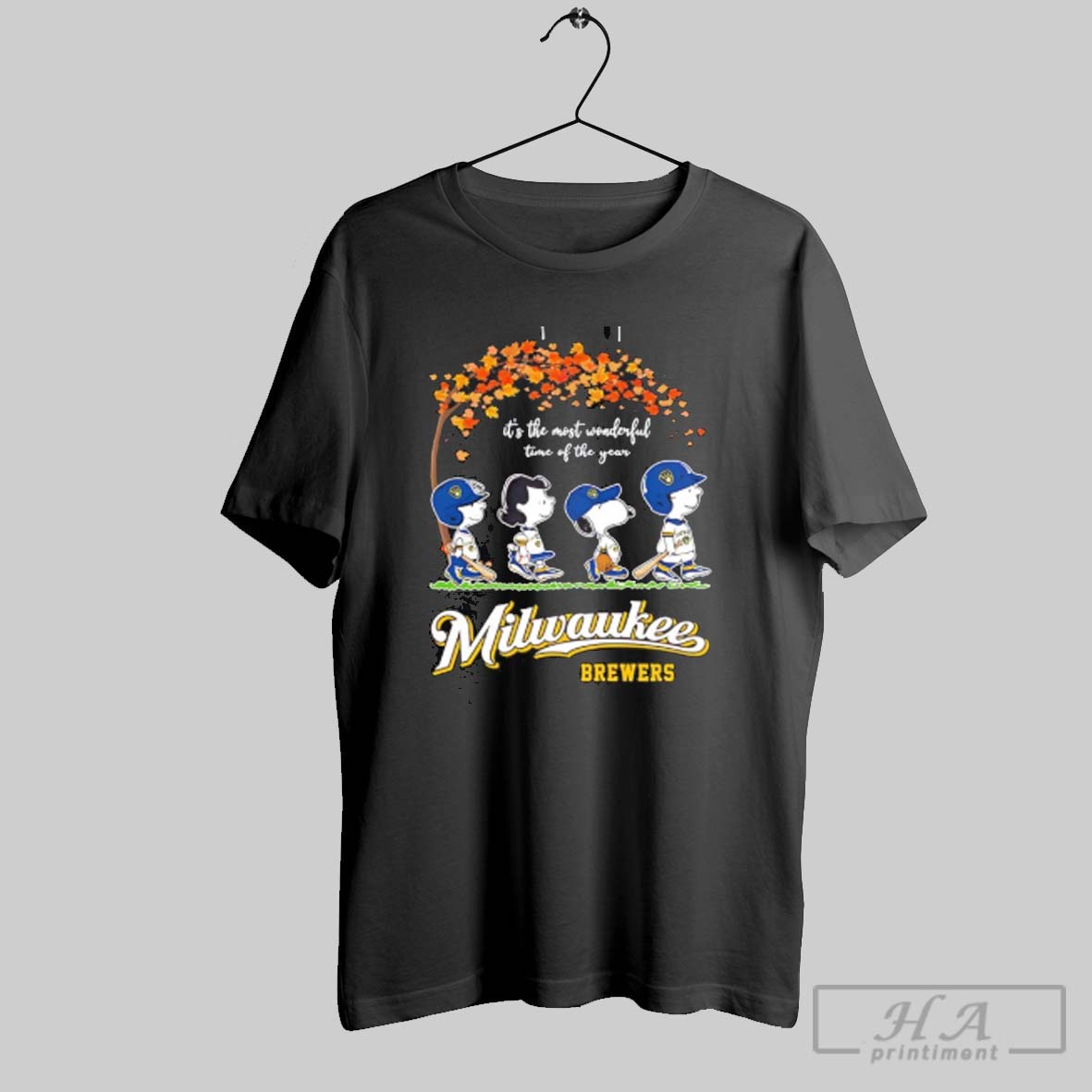 Official Snoopy And Friends Milwaukee Brewers Its The Most Wonderful Time Of The Year Nfl Shirt