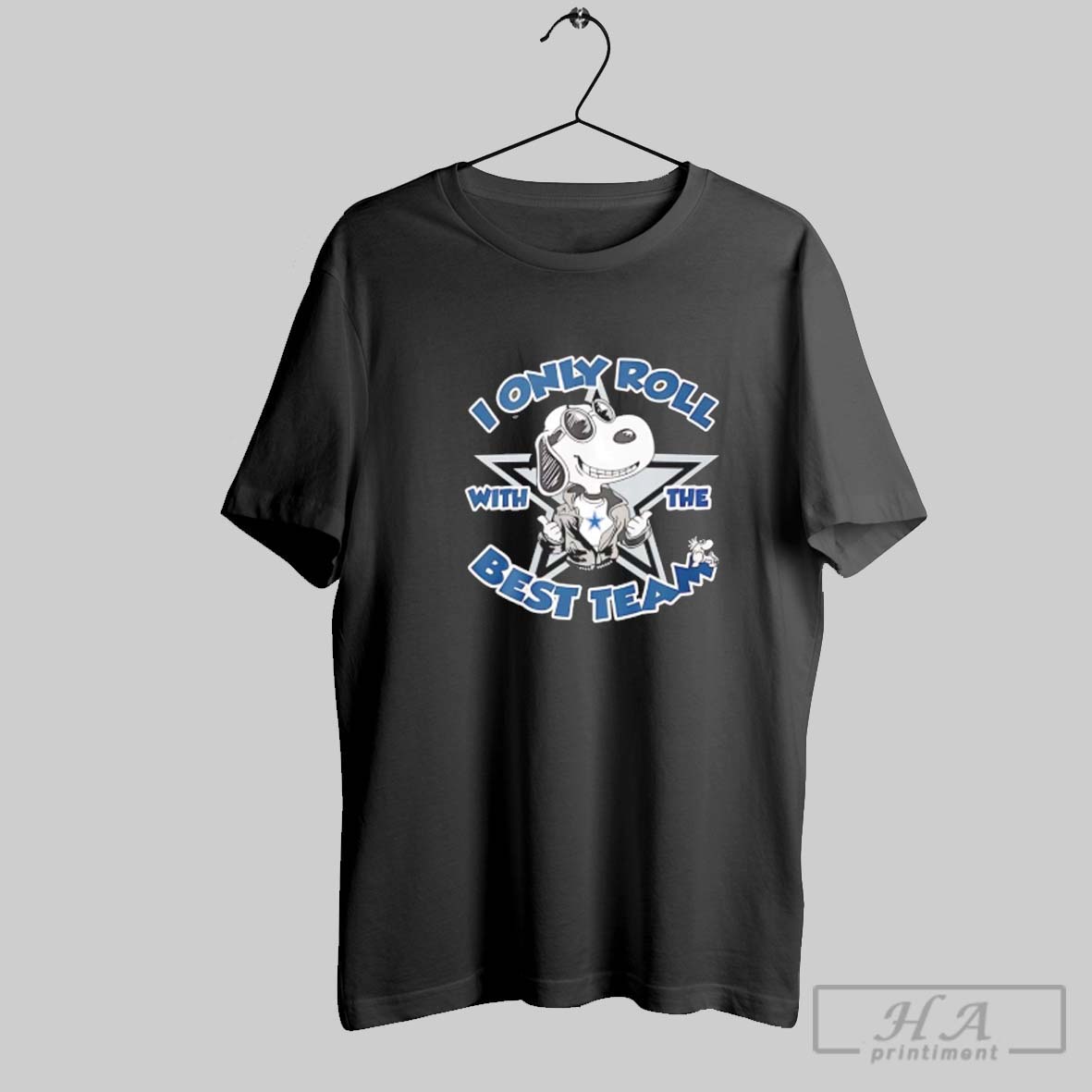Official Snopy Dallas Cowboys I Only Roll With The Best Team T Shirt Black