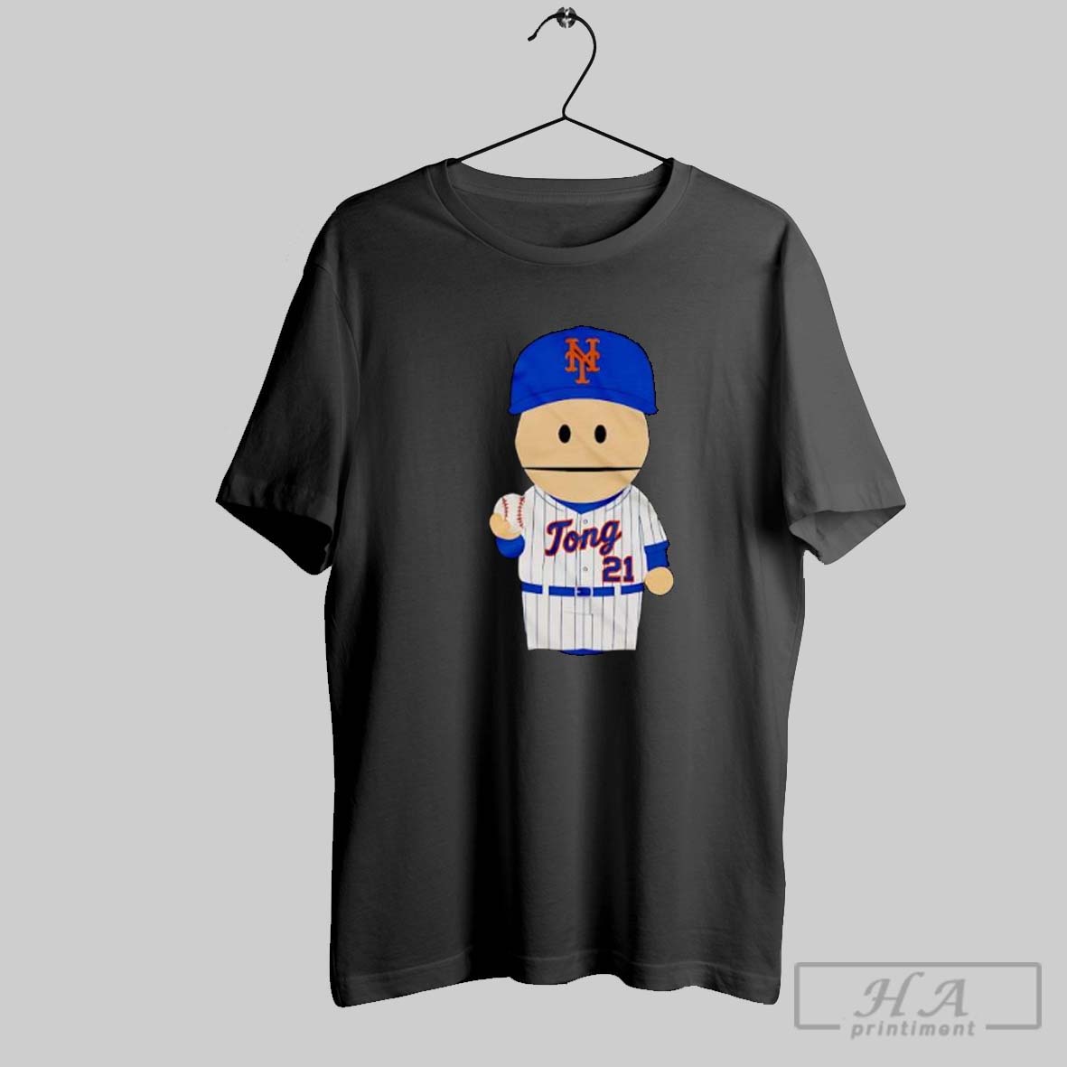 Official South Park Tong 21 Mets Baseball Funny Cartoon Posters Black Shirt