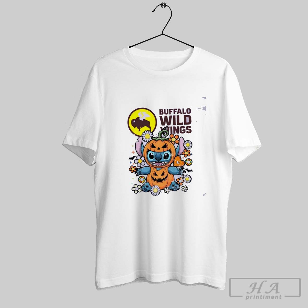 Official Stitch Pumpkin Buffalo Wild Wings Happy Halloween Classic Shirt