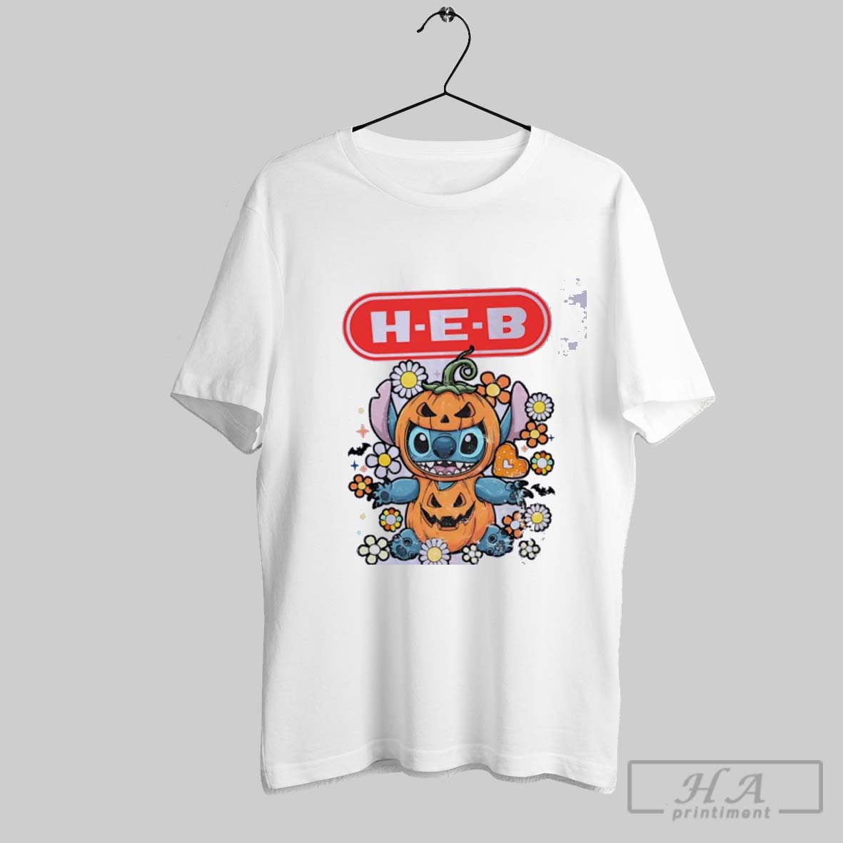 Official Stitch Pumpkin H E B Happy Halloween Classic Shirt