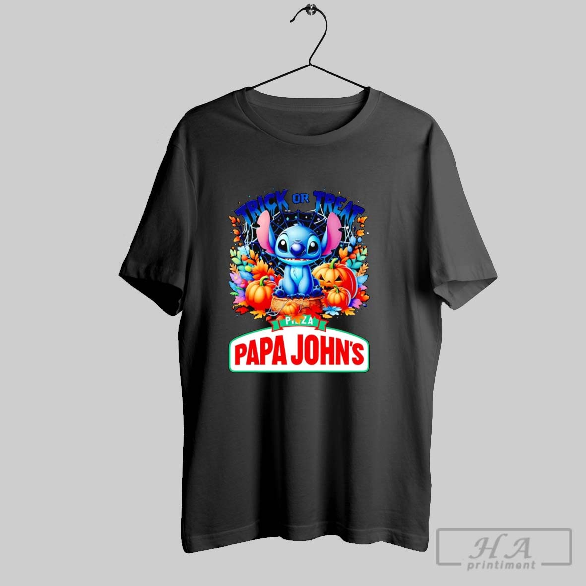 Official Stitch Trick Or Treat Pizza Papa Johns Halloween Tee Shirt