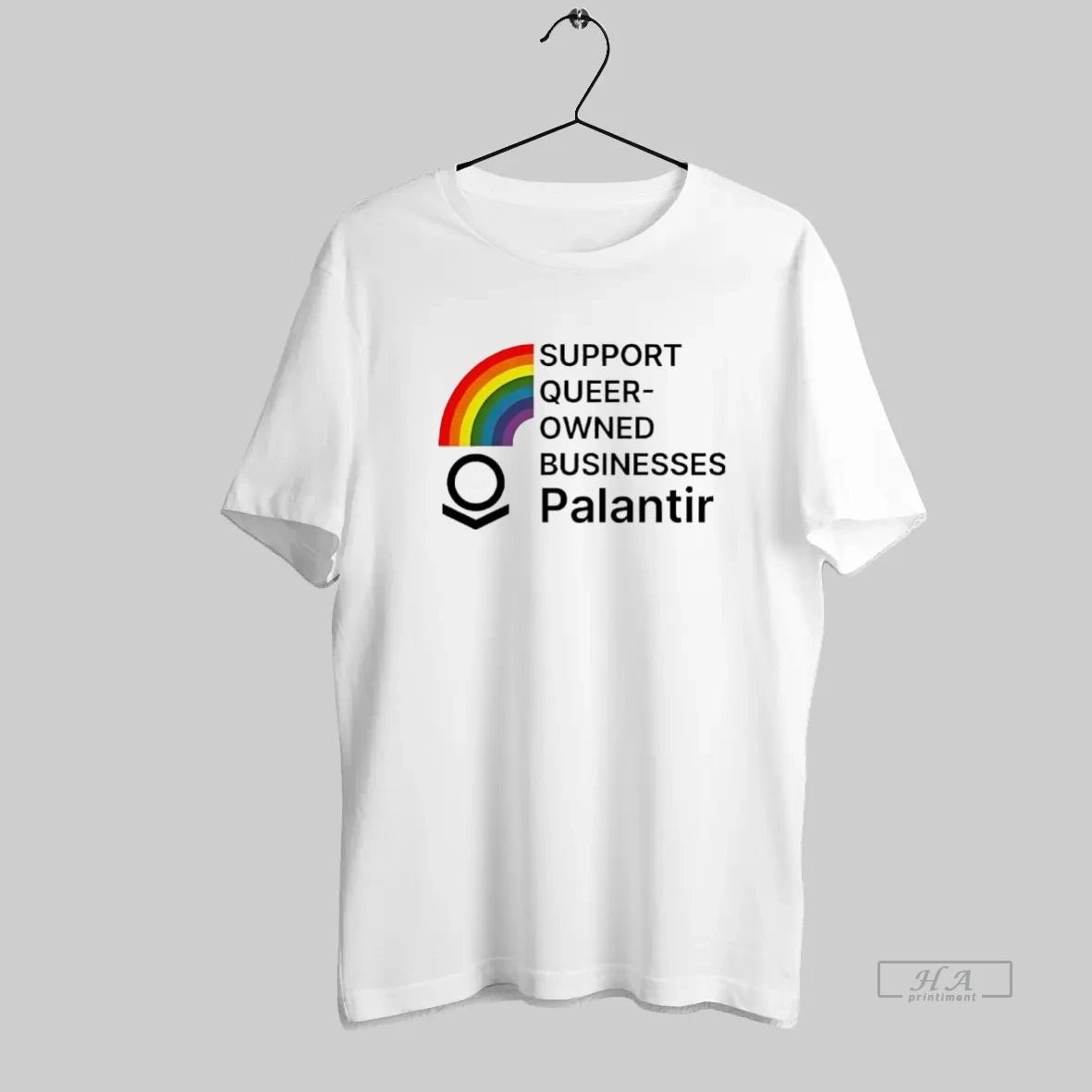 Official Support Queer Owned Businesses Palantir Rainbow Flag T Shirt