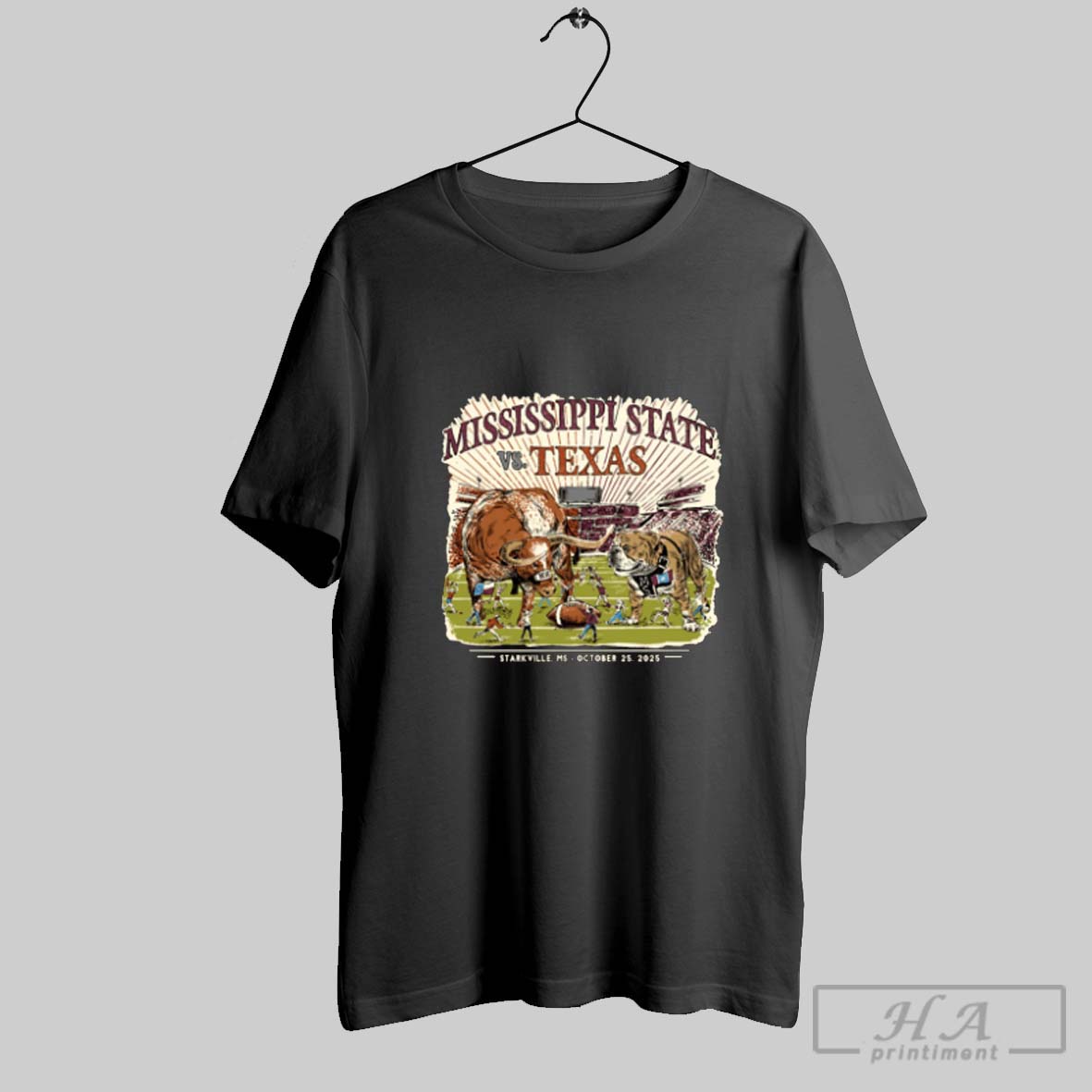Official Texas Longhorns Vs Mississippi State Bulldogs Game Day October 25 2025 Starkville Ms Tee Shirt