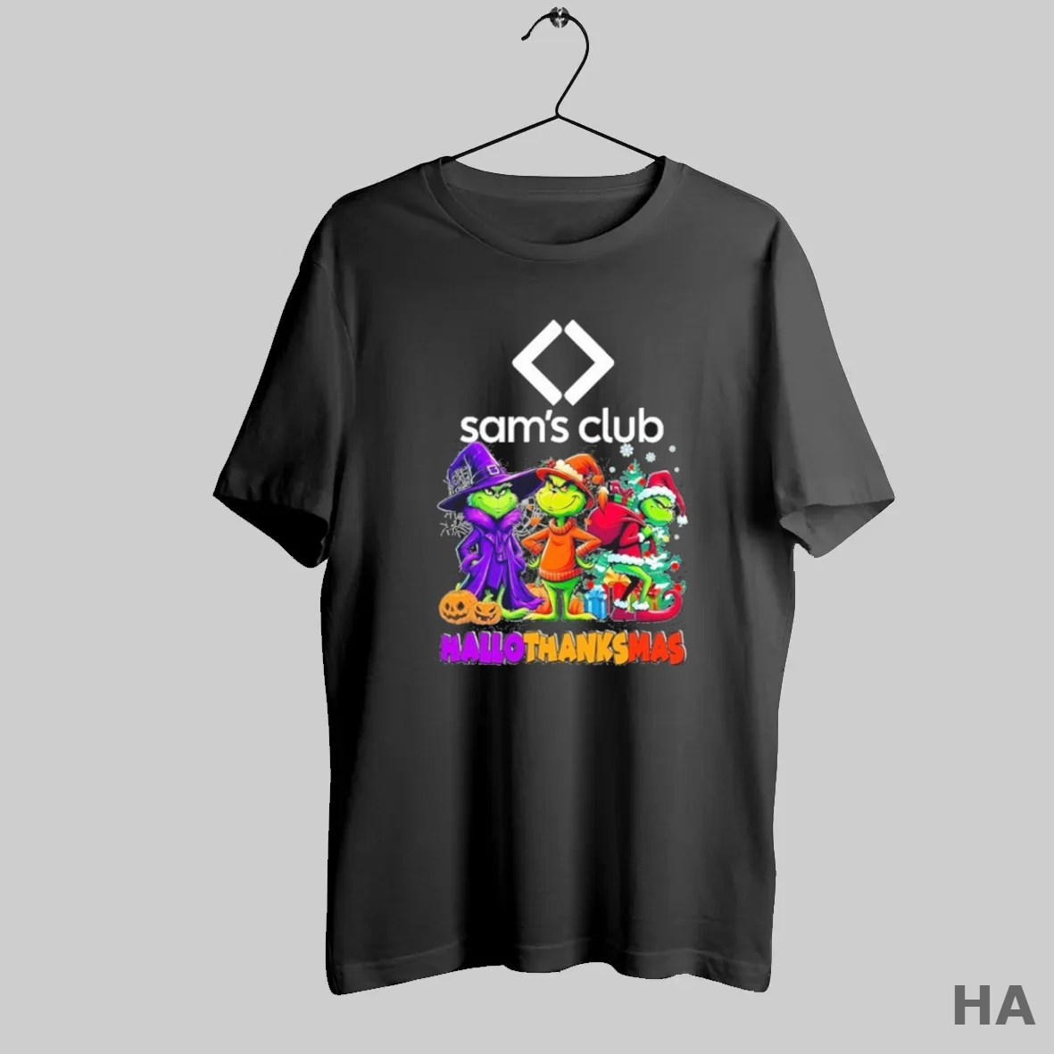 Official The Grinch Sams Club Logo Hallothanksmas T Shirt