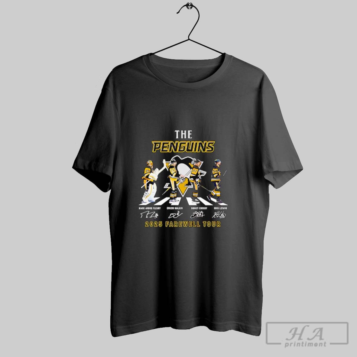 Official The Pittsburgh Penguins Hockey Walking Across Farewell Tour 2025 Signatures Shirt