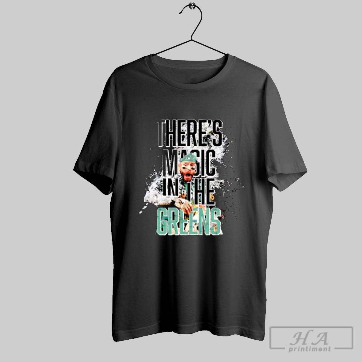 Official Theres Magic In The Greens Red Sox Baseball Fan Posters Black Shirt