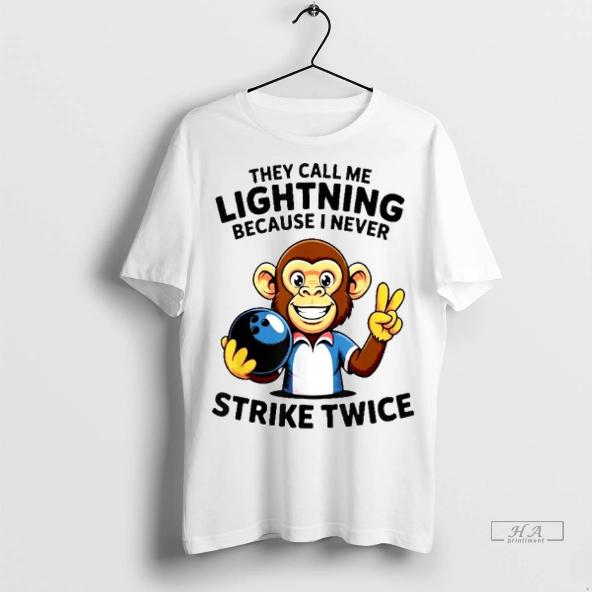 Official They Call Me Lightning Never Strike Twice Bowling Monkey Tshirts Sweater