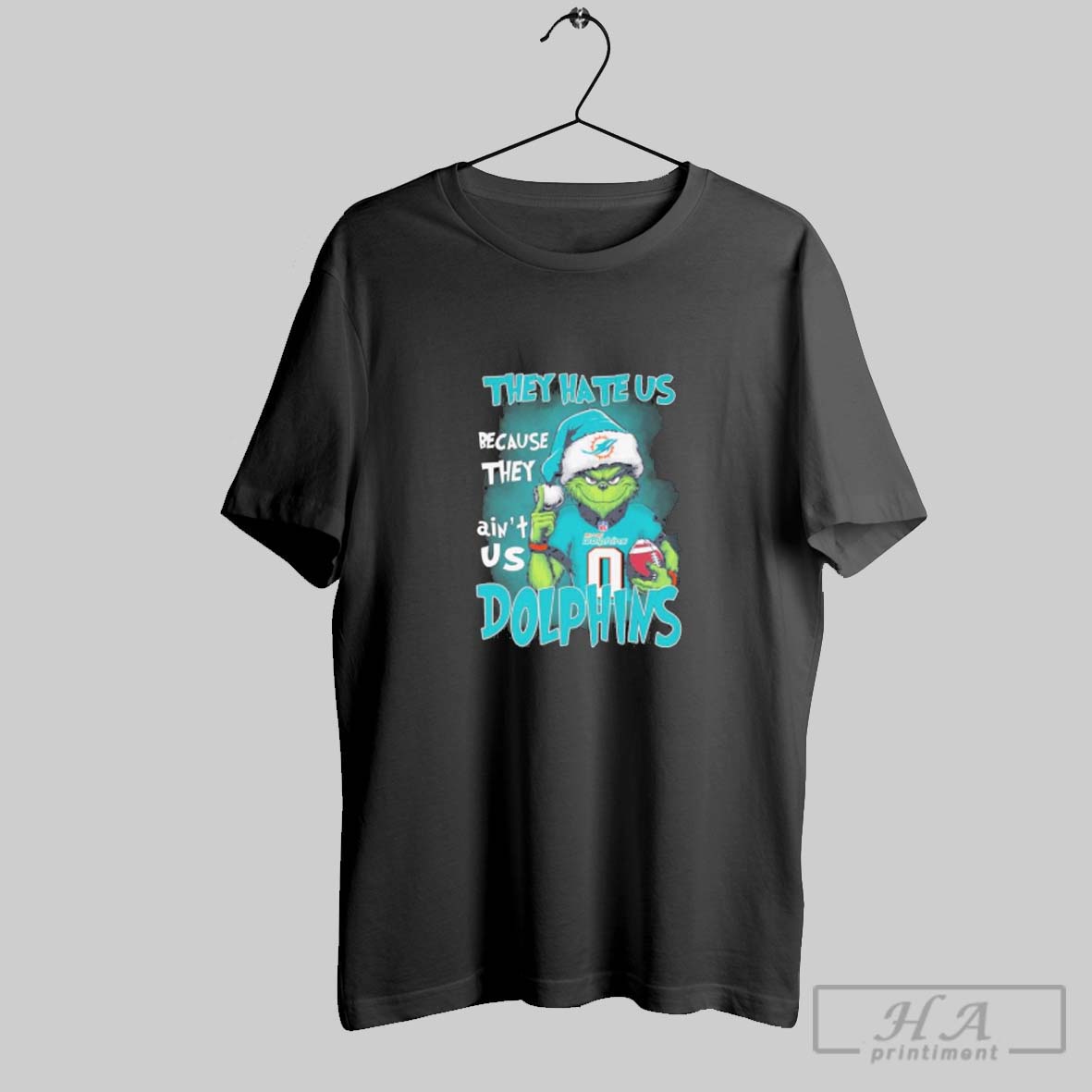 Official They Hate Us Cause They Aint Us Grinch Miami Dolphins Christmas Tee Shirt