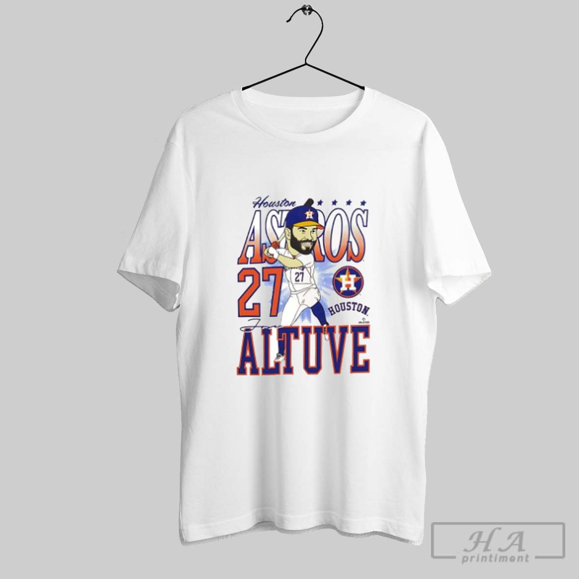 Official Trendy Houston Astros Jose Altuve 27 Caricature Cartoon White S Shirt