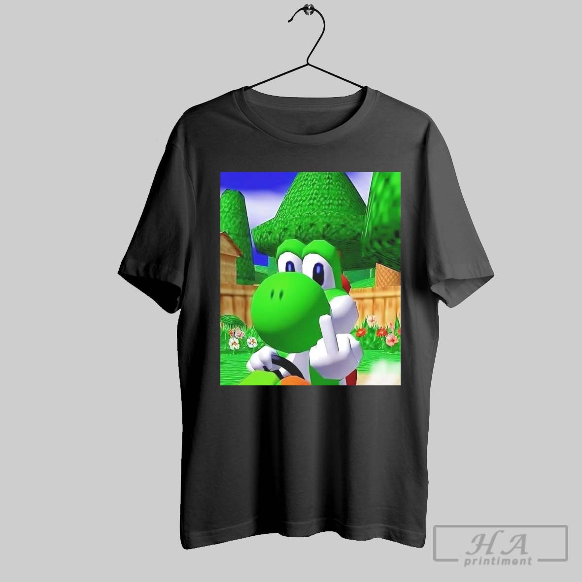Official Trendy Video Game Character Rebellious Middle Finger Graphic Tee Shirt