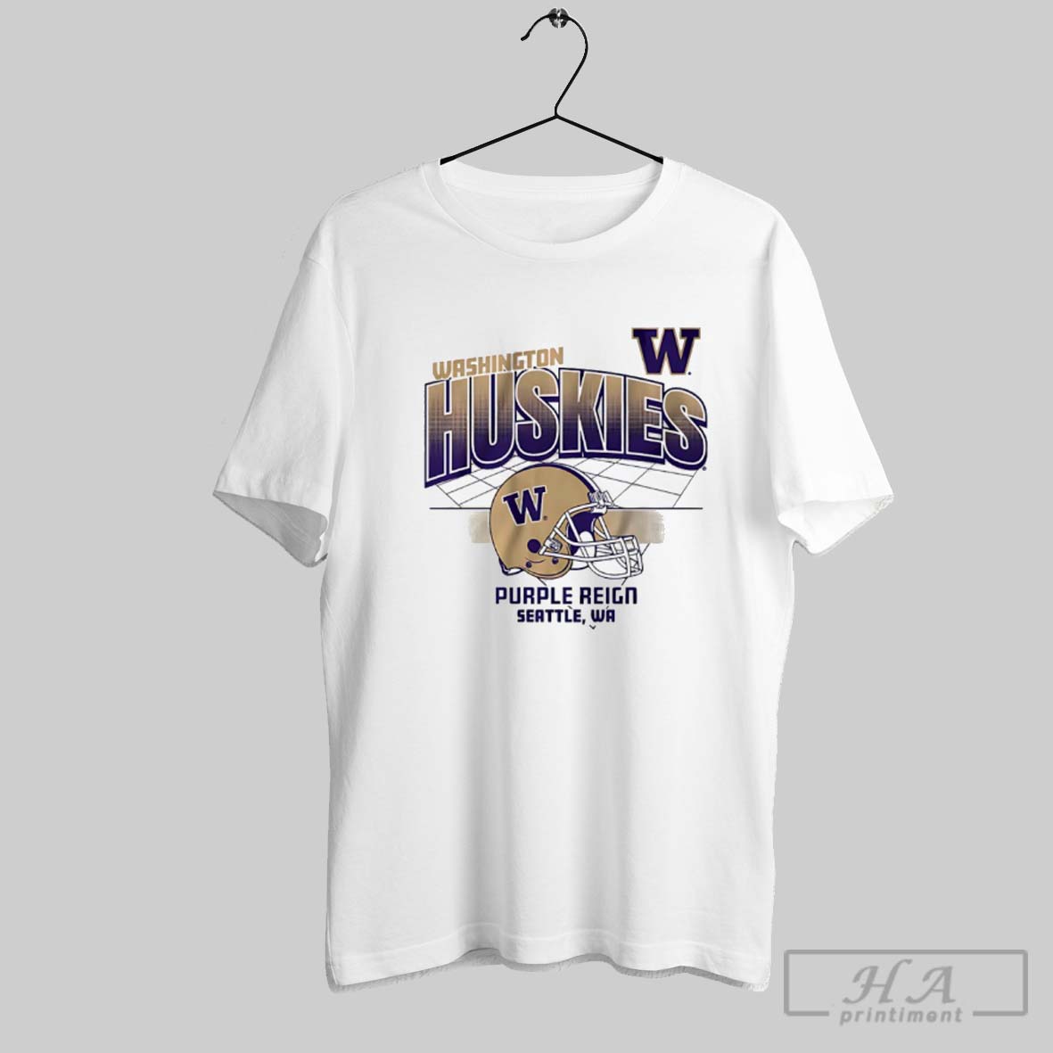 Official Washington Huskies Football Purple Reign Helmet Grid Shirt Tee Shirt