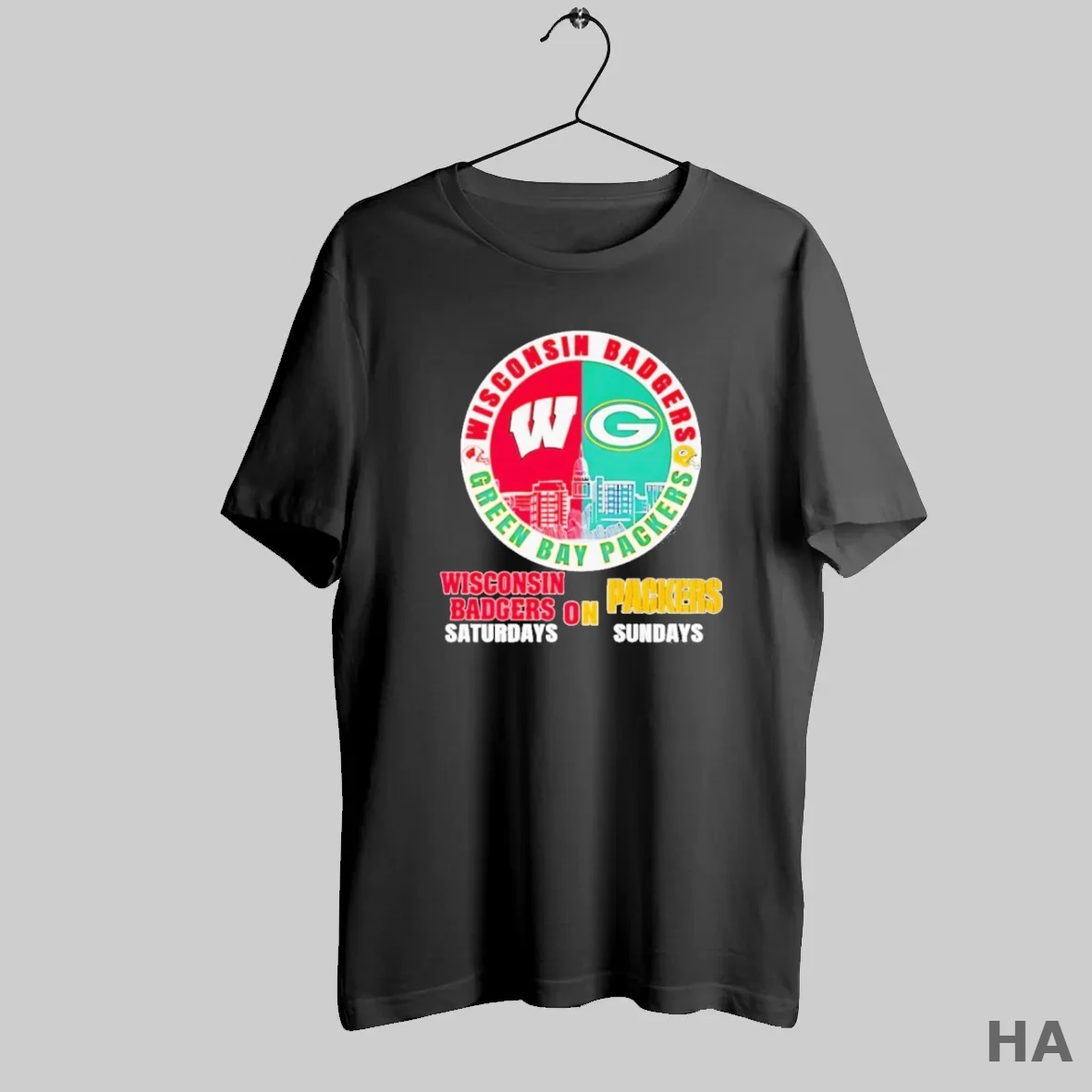 Official Wisconsin Badgers On Saturdays Green Bay Packers On Sundays T Shirt