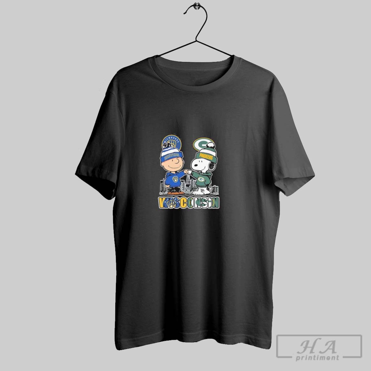 Official Wisconsin Snoopy Fist Bump Charlie Brown Brewers And Packers Shirt Shirt